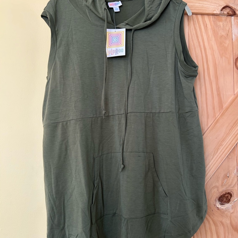 LuLaRoe Forest Green Sleeveless Hoodie